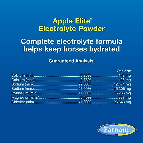 Farnam Apple Elite Horse Electrolytes Powder Supplement, Replaces Vital Minerals, Encourages Hydration, Sugar-Free, Contains Sodium, Potassium, Calcium & Magnesium, Apple Flavored, 5 lb - size: 20 pounds