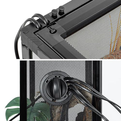 WACOOL TERRA Vertical Habitat Tank 10 Gallon for Tree Dwelling Reptiles and Amphibians, 360°Full Vision Glass Reptile Terrarium 12" x 12" x 18" with Double Side Mesh Panels