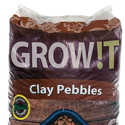 GROW!T GMC40l - 4mm-16mm Clay Pebbles, Brown, (40 Liter Bag) - Made from 100% Natural Clay, Can be used for Drainage, Decoration, Aquaponics, Hydroponics and Other Gardening Essentials - size: 40 Liter Bag