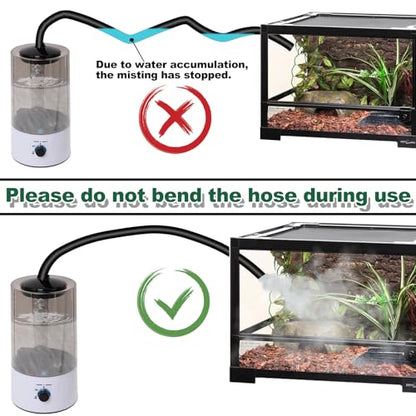 4L Reptile Humidifier Fogger with Extended Hose - Adjustable & Quiet Fogger/Mister for Chameleon, Bearded Dragon, Amphibians - Large Capacity(White) - color: White+Black