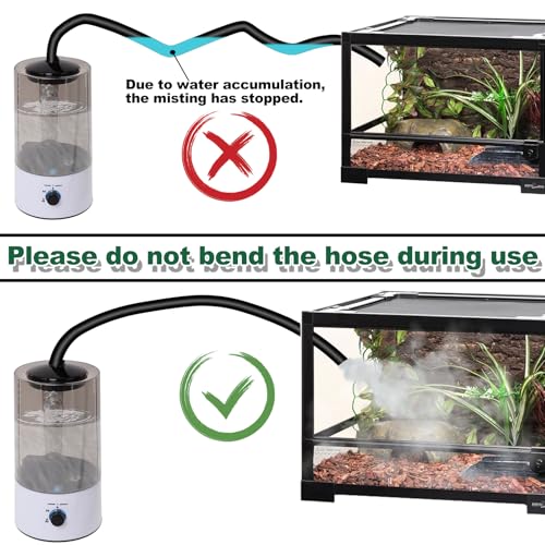 4L Reptile Humidifier Fogger with Extended Hose - Adjustable & Quiet Fogger/Mister for Chameleon, Bearded Dragon, Amphibians - Large Capacity(White) - color: White+Black