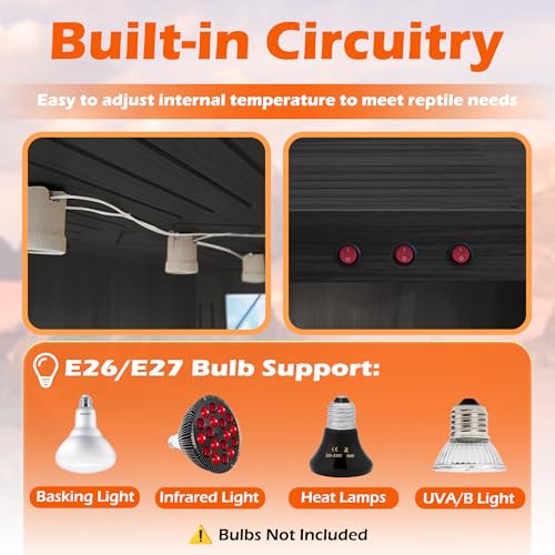 Royxen Reptile Tank with Leg Stand, Tempered Glass Bearded Dragon Tank, 64 Gallons Reptile Enclosure,Lizard Tank for Chameleon,Snake,Lizard Habitat (Black, 40x20x19.5 Inch) - color: Black, size: 40"x20"x19.5"