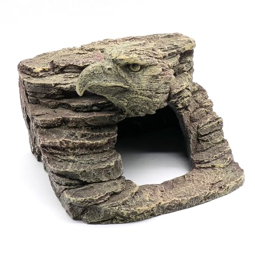 Reptile Rock Basking Platform, Gecko Hide Cave Hiding Place, Snake Cave and Hides for Reptiles, Amphibians, and Small Animals, Lizards (Type-D（Medium）) - color: Type-D（Medium）