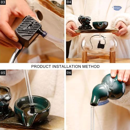 Tabletop Indoor Waterfall Fountain, Zen Water Fountain Indoor Small Fish Tank with Waterfall, Relaxing Feng Shui Tabletop Fountain for Home Office with Extra Spare Water Pump