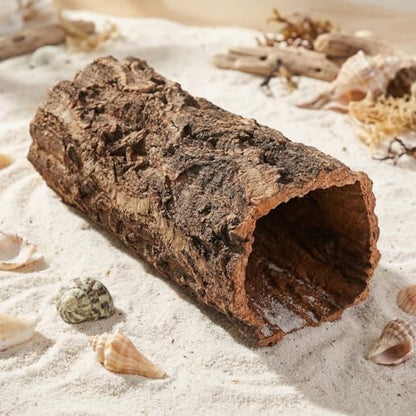 VOSAREA Reptile Shelter Wooden Hollow Tree Trunk Hideout for Gecko Lizard Spider Turtle Tank Hideouts Terrarium Decor Climbing Habitat