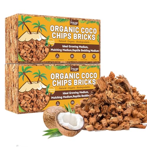 Legigo 2 Pack Coco Coir Chips for Plants- 2.2 LB 100% Organic Coconut Chips Brick Potting Mix with Low EC & PH Balance, Coconut Husk Substrate Coco Husk Mulch for Garden, Planting, Orchid and Soil Mix - color: 2 Pack