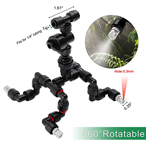 4 Pcs Reptile Mister Nozzle Terrarium Reptile Fogger with Valve, Adjustable Terrarium Misting Accessories Cooling Misting System for Reptiles Rainforest