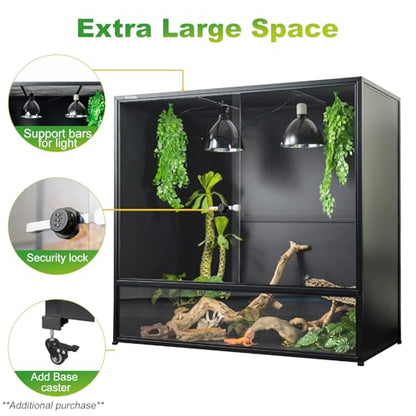 460 Gallon PVC Reptile Enclosure, 2 Pack 48"x24"x46" Connectable Cage with Kits(96"x24"x46"), Front Sliding Glass Doors with Lock, Stackable Tank for Bearded Dragon Ball Python - size: 48"x24"x46" (230 Gallon) - 2 Pack