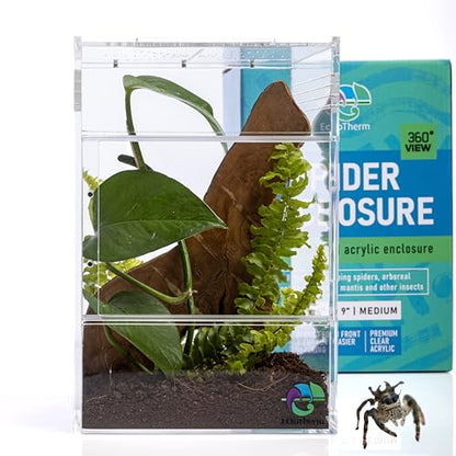 EctoTherm Jumping Spider Enclosure - for Habitat, Terrarium Kit and Arboreal Tarantula Enclosure - size: Medium