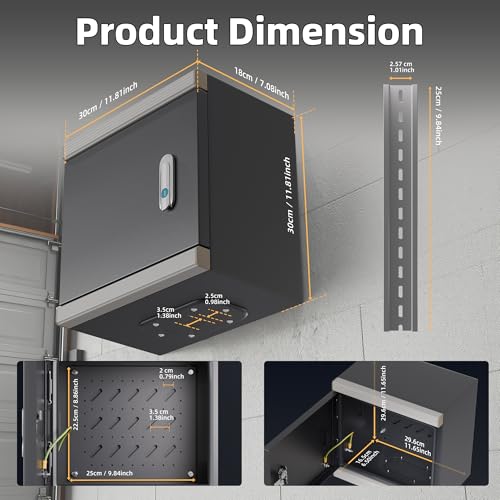 Joinfworld Outdoor Electrical Metal Box 11.8" x 11.8" x 7" Weatherproof Outdoor Junction Enclosure Steel Box with Lock Din Rail Cable Gland - size: 11.8"x11.8"x7"
