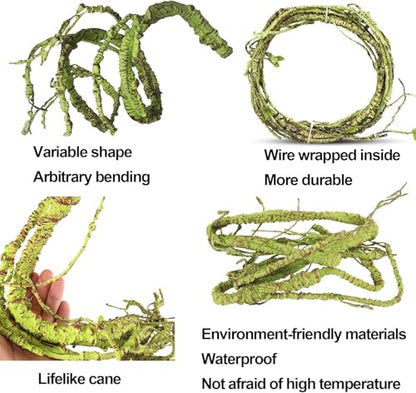 kathson 10 PCS Reptile Vines Plants Flexible Bendable Jungle Climbing Vine Terrarium Plastic Plant Leaves Pet Tank Habitat Decor for Bearded Dragons Lizards Geckos Snakes Frogs and More Reptiles - size: 10 PCS