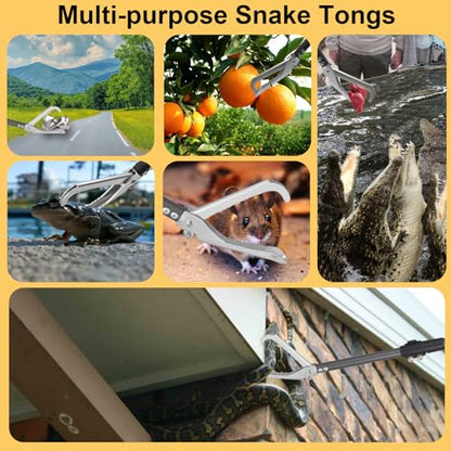 Snake Tongs Heavy Duty, 68" Snake Catcher Grabber for Rattlesnake Professional Safe Handling Snake Long Reach Grabber Wide Jaw Handling Tool with Lock Non Slip Foam Handle Sturdy Metal Tubes
