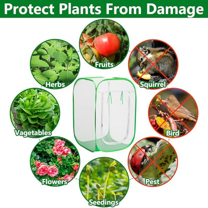 24" x 24" x 36" Pop Up Garden Mesh Plant Cover, Plant Protectors Mesh Plant Enclosure, Garden Net Cage Pest Protection Guard Tent with Storage Bag for Protect Plant Vegetable Fruit from Birds Insects - color: 24 X 24 X 36 Inch