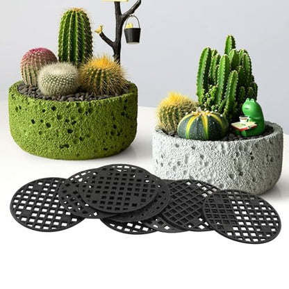150 Pcs 45mm Plant Pot Mesh Hole Covers Pads, Flower Pot Hole Mesh Pads Plastic Bottom Grid Mat Round Meshs Screen Pot Bottom Gasket Bonsai Drainage Screen - color: 150 Pcs