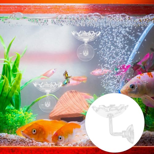 DOITOOL Shrimp Feeding Dish with Suction Cup, Crystal Aquarium Feeder Tray for Tank Feeding, Plastic Reptiles Food Bowl Suitable for Home and Aquarium Use