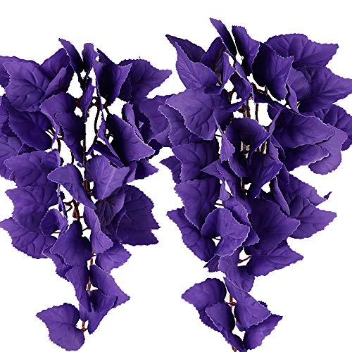 Reptile Plants, 2 Pieces Hanging Silk Terrarium Plant with Suction Cup for Bearded Dragons Lizards Geckos Snake Pet, Decorations Terrariums Pet Supply of Reptile & Amphibian Habitat Plants - color: Purple