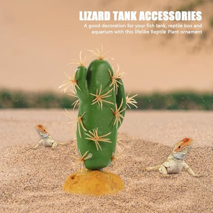 Reptile Habitat Decorative Plant Artificial Cactus Terrarium Tank Decor for Amphibians and Lizards, Simulation Plastic Plant Ornament for Reptile Habitats