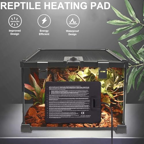 Aiicioo Reptile Heating Pad - Hermit Crab Heater Heat Mat for Reptiles Snake Lizard Terrarium 8 Watt - size: 6" X 8"(8W)