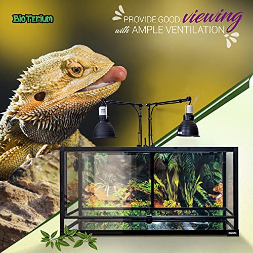 Reptile Tank - 90x45x45 cm, 190 L (50 Gal) Glass Reptile Terrarium with Background - Ideal for Snakes, Lizards, Geckos