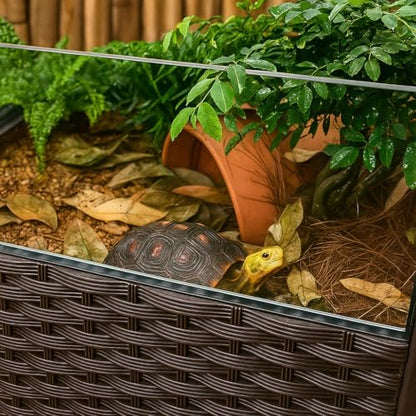 Elevated Turtle Habitat Box, Black Woven Design, Optional Increase in Combination Quantity, Turtle Habitat, Ecological breeding Box, Panoramic Landscaping Box