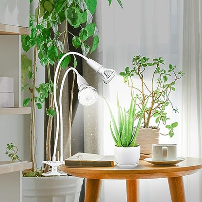 SANSI LED Grow Lights for Indoor Plants, 300W Full Spectrum Clip-on Gooseneck Grow Light with Ceramic Tech.,20W Plant Light for Indoor Growing High PPFD, Lifetime Free Bulb Replacement White, No Timer - size: 2 Head 1-Pack