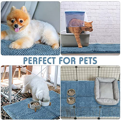 Amylove 4 Pcs Guinea Pig Cage Liner 16 x 24 Inch Washable Chenille Pee Pads Pet Dog Cat Bedding Training Mat Reusable for Small Animals Puppy Bunny Hamster Chinchilla - color: Blue, size: 16 x 24 Inch, style: Low Pile Chenille