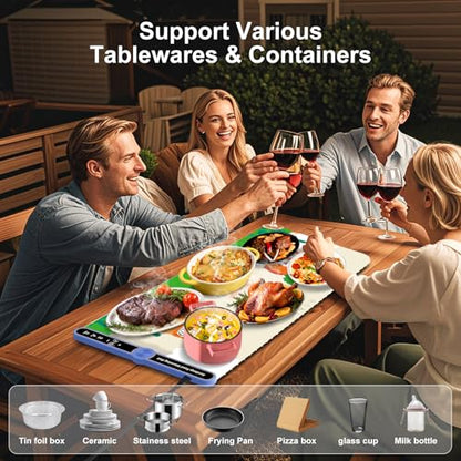 Food Warmer Mat Extra Large 40”X15” Rolled Up Electronic XXL Warming Mat for Buffet/Family Gathering Meals/Parties Silicone Food Warming Mat 9-Level Temp Control 18H Auto-Off - size: Easter-XXL 15*40in