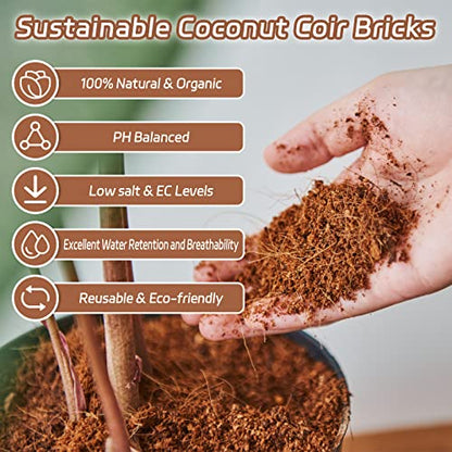 Riare 8pcs Organic Coco Coir Bricks Soil Blocks- 100% Natural Compressed Coco Peat Brick Coconut Fiber Substrate with Low EC& pH Balance, High Expansion Coco Coir Pith Coconut Husk for Garden - color: Pack of 8