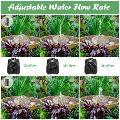 Saillong Bird Bath Water Fountain with Electric Pump, Granite Air Pump Rock for Bird, Rock Waterfall Fountain, Feeder, Aquariums, Fish Tank (Beige) - color: Beige