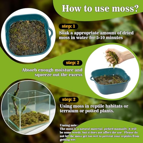 Sphagnum Moss for Reptiles - 5.5 OZ Reptile Peat Moss Terrarium Bedding Reptiles Lizard Substrate for Reptile Tank, Snake, Leopard Gecko, Ball Python, Crested Gecko, Turtle, Frog, Hamster