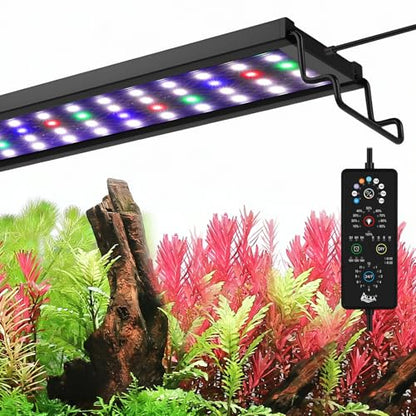 AQQA Full Spectrum Aquarium Plant Light LED Fish Tank Light IP68 Waterproof with 24/7 Natural Mode & DIY RGBW Mode, 9 Colors & 10-Level Brightness Adjustable, 6 Timer Settings for 24"-32" Tank (26W) - size: 24-32inch