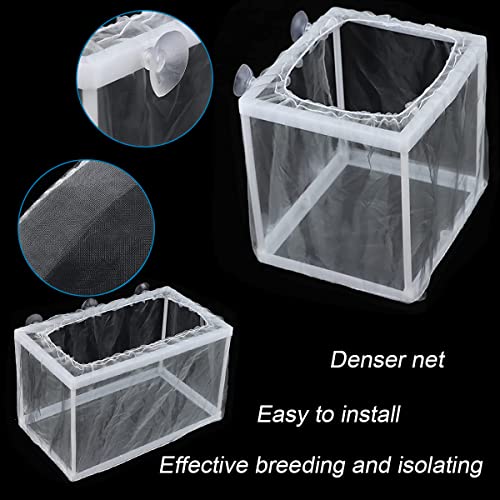 2 Pack Aquarium Fish Breeder Box - Fish Isolation & Hatching Box with Incubator Mesh & 10 Suction Cups (Small & Big Size)
