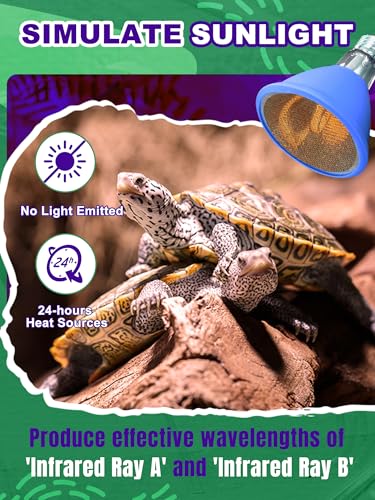 Heat Lamp Bulb, Infrared Heat Bulb, 75 Watts | Non-Luminous, Self-Ballasted, Deep Dome Fixture, 24 Hour Heat Source for Reptiles and Amphibians
