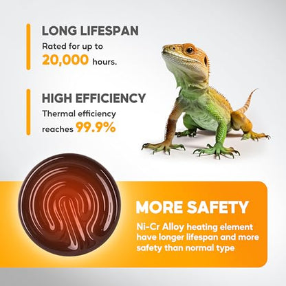 HealSmart 25W Mini Reptile Heat Lamp Ceramic Heat Emitter, No Light Emitting Heat Bulbs, Suitable for Snake/Lizard/Spider, Plant Growth and Incubating Chicken, 2-Pack - size: 25 Watts, style: D-60mm (2.36")