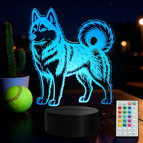 Husky Dog Gifts, Siberian Husky 3D Night Light for Boys, 16 Colors with Remote Control, Timer, RGB Flashing Mode, Dimmable LED Illusion Lamp for Dog Lovers, Birthday Holiday Christmas Decor - color: Color 9