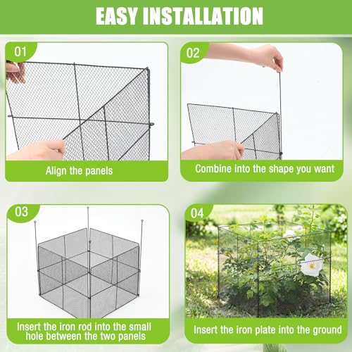 10 Pack Plant Protectors from Animals, Large Square Mesh Plant Cage 13.6" x 13.6" with 15.8" Stakes DIY Chicken Wire Cover for Outdoor Plants Vegetable Seedling Shrub Garden Barrier Fencing