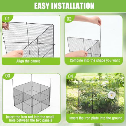 10 Pack Plant Protectors from Animals, Large Square Mesh Plant Cage 13.6" x 13.6" with 15.8" Stakes DIY Chicken Wire Cover for Outdoor Plants Vegetable Seedling Shrub Garden Barrier Fencing