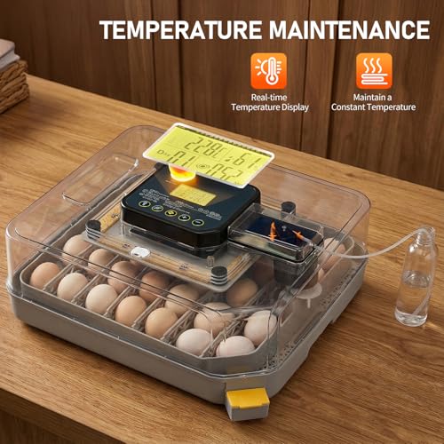 Winado Incubators for Hatching Eggs, 48 Egg Incubator with Automatic Egg Turning, Temperature & Humidity Control, Egg Candler, Automatic Water Filling and Day Counter for Eggs Hatching