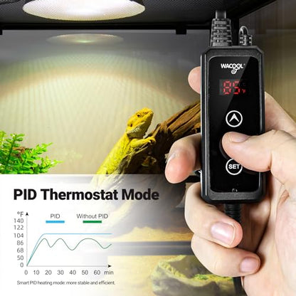 WACOOL TERRA Reptile Light Fixture with Dimming Thermostat, 5.5 Inch Deep Dome Reptile Heat Lamp Fixture with Temperature Controller - style: 5.5 inch-1pack
