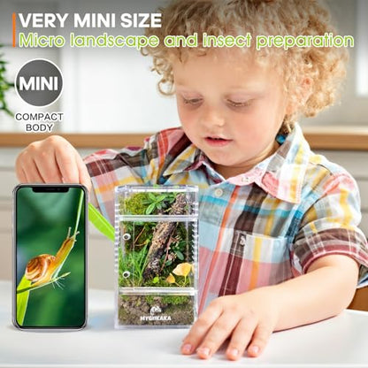 MYGIIKAKA Jumping Spider Enclosure Accessories, Tarantula Spider Box, Bug Cage, Praying Mantis Habitat Enclosure, Snail Insect Terrarium, Caterpillar Habitat (3x3x6 inch) - size: 3x3x6 inch