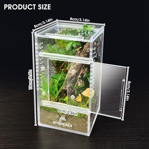 MYGIIKAKA Jumping Spider Enclosure Accessories, Tarantula Spider Box, Bug Cage, Praying Mantis Habitat Enclosure, Snail Insect Terrarium, Caterpillar Habitat (3x3x6 inch) - size: 3x3x6 inch