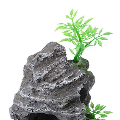 Saim Aquarium Mountain View Stone Ornament, Artificial Mountain Hill View Stone Rock Cave Aquarium Decorations Fish Tank Decor for Betta Cichlids Hideaway Cave, Hermit Crab Hideout - Small - size: 9x4x9inch-S