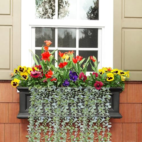Fake Hanging Plants Eucalyptus Potted Artificial Plant Small Faux Ivy Vines Decor for Floating Shelf Kitchen Bathroom Cabinets Indoor Outdoor Pack of 2 23.6 Inches Long