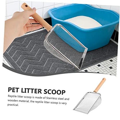 POPETPOP 3pcs Reptile Litter Scoop Cleaning Tool for Reptile Waste Litter Shovel with Wooden Handle for Turtles Lizards Pets Easy to Use