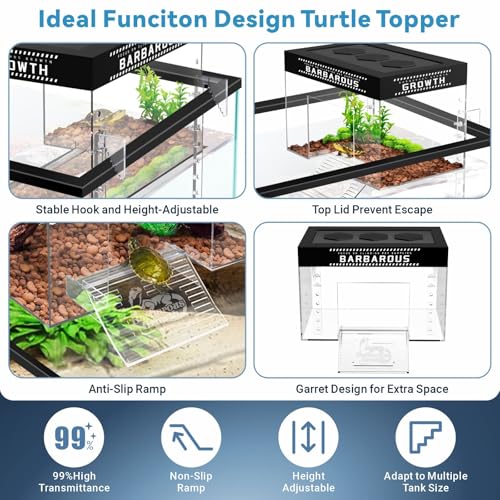 GOZILLA Adjustable Turtle Basking Platform, 7.9x5.5x5.5''Acrylic Turtle Topper & Dock, Hanging Platform Enclosure Warm Room for Turtles, Small Reptiles.(Mini)
