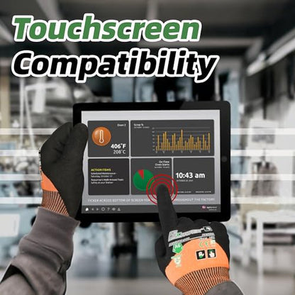 Schwer ANSI A6 Cut Resistant Gloves, CR3709 Cut Proof Work Gloves, Touch-screen Cutting Gloves, 3/4 Dipped Coating for Woodworking, Glass Metal Cutting, Construction, Fishing, L,3 pairs - size: Large, style: 3 Pairs
