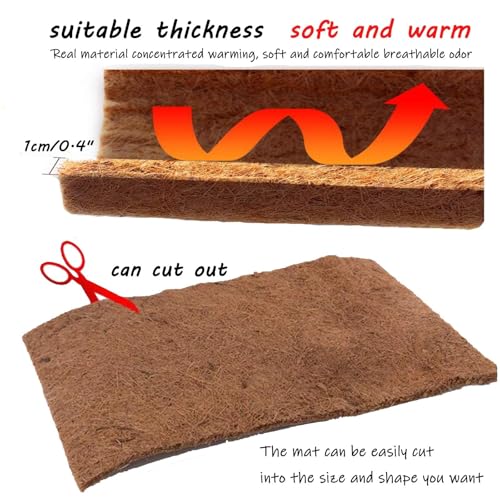 Hamiledyi Reptile Carpet Natural Coconut Fiber Tortoise Carpet Mat for Pet Terrarium Liner Reptile Supplies for Lizard Snake Chamelon Turtle Bedding Bunny Rabbit Mat (4 Pcs) - size: 4 Packs/19.7 x 11.8 Inch