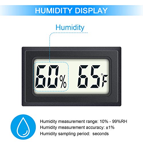 Mini Digital Thermometer 2-Pack Hygrometer Indoor Humidity Monitor Temperature Humidity Gauge Meter with Fahrenheit (℉) for Greenhouse, Garden, Cellar, Closet Etc by DWEPTU