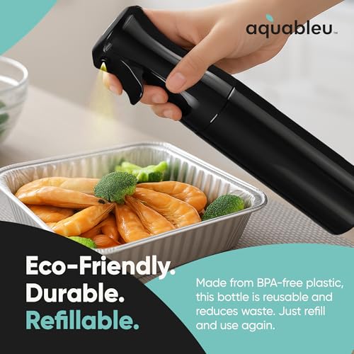 Aquableu Spray Bottle for Hair – Continuous Mist Spray Bottle for Hair Care, Styling, Cleaning, Plants, Pets & Essential Oils (Black, 10oz)