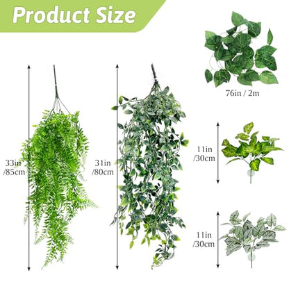 Hamiledyi 5 Pcs Reptile Plants Terrarium Hanging Fake Plant Leaves, Bearded Dragon Tank Accessories, Habitat Decor for Snake Leopard Gecko Lizard Chameleon Spider Turtle (Style 2) - size: 5 PCS - Style 2
